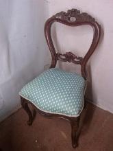 Antique Mahogany Open Back Side Chair-Heavily Carved