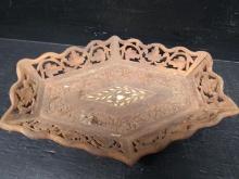 Hand Carved Wooden and Inlaid Tray