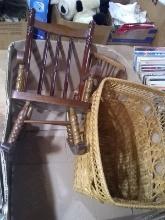 BL-Wooden Doll, Rocking Chair and Basket