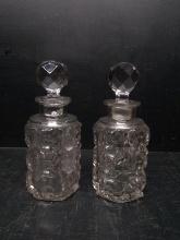 (2) Lead Crystal Decanters with Prism Stoppers (x2)