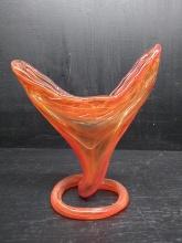 Studio Art Glass Swirl Pedestal Vase