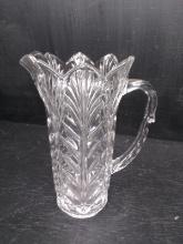 Pressed Glass Pitcher with Leaf Motif