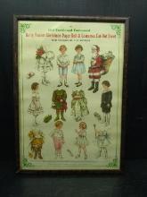 Antique Framed Betty Bonnet Christmas Paper Doll Advertisement