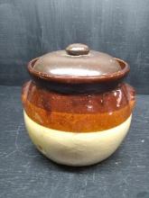Vintage Brown and Glaze Bean Pot