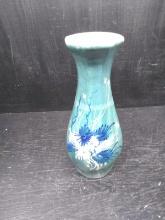 Contemporary Ceramic Vase with Blue and White Flowers