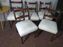 Set 4 Mahogany Upholstered Side Chairs with Inlaid