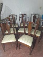(8) Mahogany Reeded Leg Dining Chairs with Removable Upholstered Seats (x8)