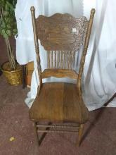 Antique Pressed Back Oak Dining Chair