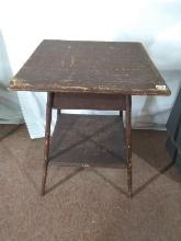 Vintage Parlor Table with Basket Weave Top