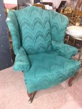Contemporary Upholstered Wing Back Chair with Queen Anne Feet