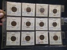 Coin-Collection 12 1960s Pennies with Die Mark Errors