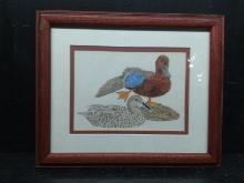 Artwork-Framed and Double Matted Watercolor-Ducks