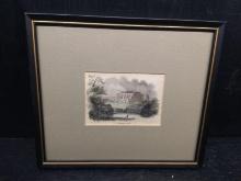 Artwork-Framed and Matted Colored Lithograph-Malmesbury Abbey