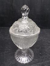 Vintage Pressed Glass Grape and Leaf Candy Dish
