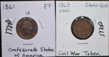 1861 & 1863 CIVIL WAR CENTS