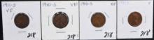 1910-S, 1911-S,1914-S, 1931-S LINCOLN PENNIES