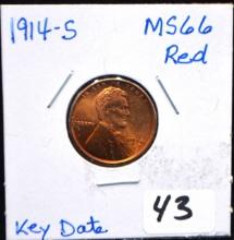 KEY DATE IN RED 1914-S LINCOLN WHEAT PENNY