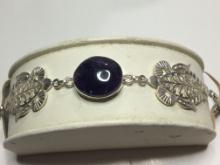 .925 Overlay 7" A A A Gorgeous Amethyst Cabochon Alot Of Detailed Handmade Work Bracelet 
