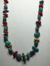 22" A A A Turquoise Coral Sea Shell Toggle Clasp Necklace