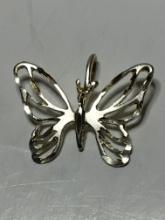 .925 Sterling Silver Diamond Cut Butterfly Pendant