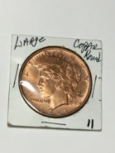 1 Ounce Peace Dollar .999 Copper Round