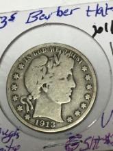 1913 S Barber Half Dollar