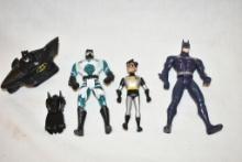 Three Batman Action Figures & Two Cars