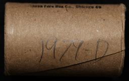 BU Shotgun Kennedy 50c roll, 1979-d 20 pcs Federal Reserve Bank of Minneapolis Wrapper $10