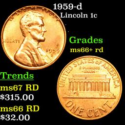 1959-d Lincoln Cent 1c Grades GEM++ RD