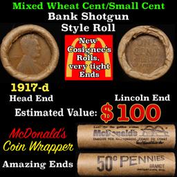 Lincoln Wheat Cent 1c Mixed Roll Orig Brandt McDonalds Wrapper, 1917-d end, Wheat other end