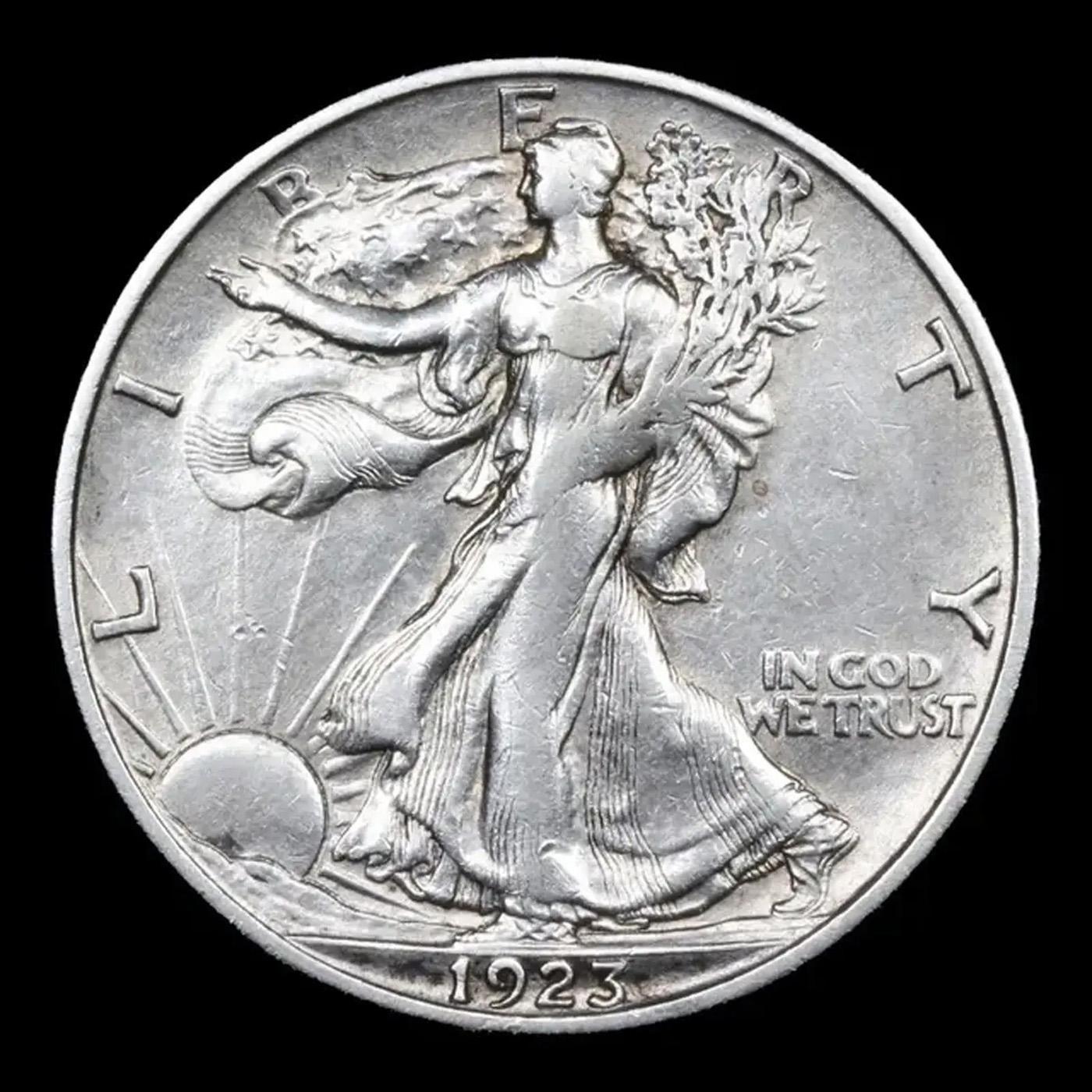 ***Auction Highlight*** 1923-s Walking Liberty Half Dollar 50c Grades AU, Almost Unc (fc)