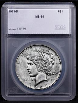 1923-d Peace Dollar $1 Graded ms64 BY SEGS