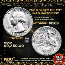 ***Auction Highlight*** 1976-s Silver Washington Quarter TOP POP! 25c Graded ms69 BY SEGS (fc)