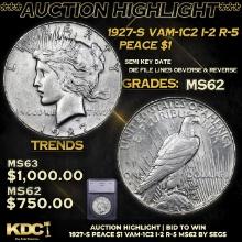 ***Auction Highlight*** 1927-s Peace Dollar VAM-1C2 I-2 R-5 $1 Graded ms62 By SEGS (fc)