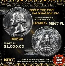 ***Auction Highlight*** 1989-p Washington Quarter TOP POP! 25c Graded ms67 pl BY SEGS (fc)