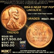 ***Auction Highlight*** 1954-s Lincoln Cent Near Top Pop! 1c Graded GEM++ RD By USCG (fc)