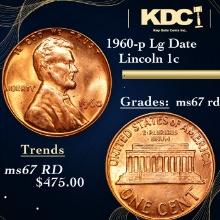 1960-d Lg Date Lincoln Cent 1c Grades GEM++ Unc RD