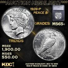 ***Auction Highlight*** 1926-p Peace Dollar 1 Graded ms65+ By SEGS (fc)