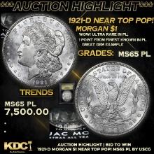 ***Auction Highlight*** 1921-d Morgan Dollar Near Top Pop! 1 Graded ms65 pl By SEGS (fc)