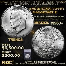 ***Auction Highlight*** 1971-s Silver Eisenhower Dollar Near TOP POP! $1 Graded ms67+ BY SEGS (fc)