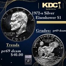 Proof 1972-s Silver Eisenhower Dollar $1 Graded pr69 dcam By SEGS