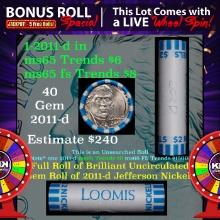 1-5 FREE BU Jefferson rolls with win of this 2011-d 40 pcs Loomis $2 Nickel Wrapper