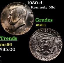 1980-d Kennedy Half Dollar 50c Grades GEM+ Unc