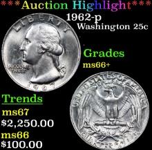 ***Auction Highlight*** 1962-p Washington Quarter 25c Graded ms66+ By SEGS (fc)