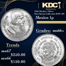 1965 Mexico 1 Silver Peso Santos Collection KM# 459 Grades GEM++ Unc
