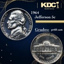 Proof 1964 Jefferson Nickel 5c Grades GEM++ Proof Cameo