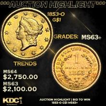 ***Auction Highlight*** 1853-o Gold Dollar $1 Grades Select+ Unc (fc)