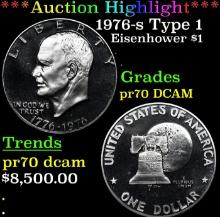 Proof ***Auction Highlight*** 1976-s Type 1 Eisenhower Dollar $1 Graded pr70 DCAM BY SEGS (fc)