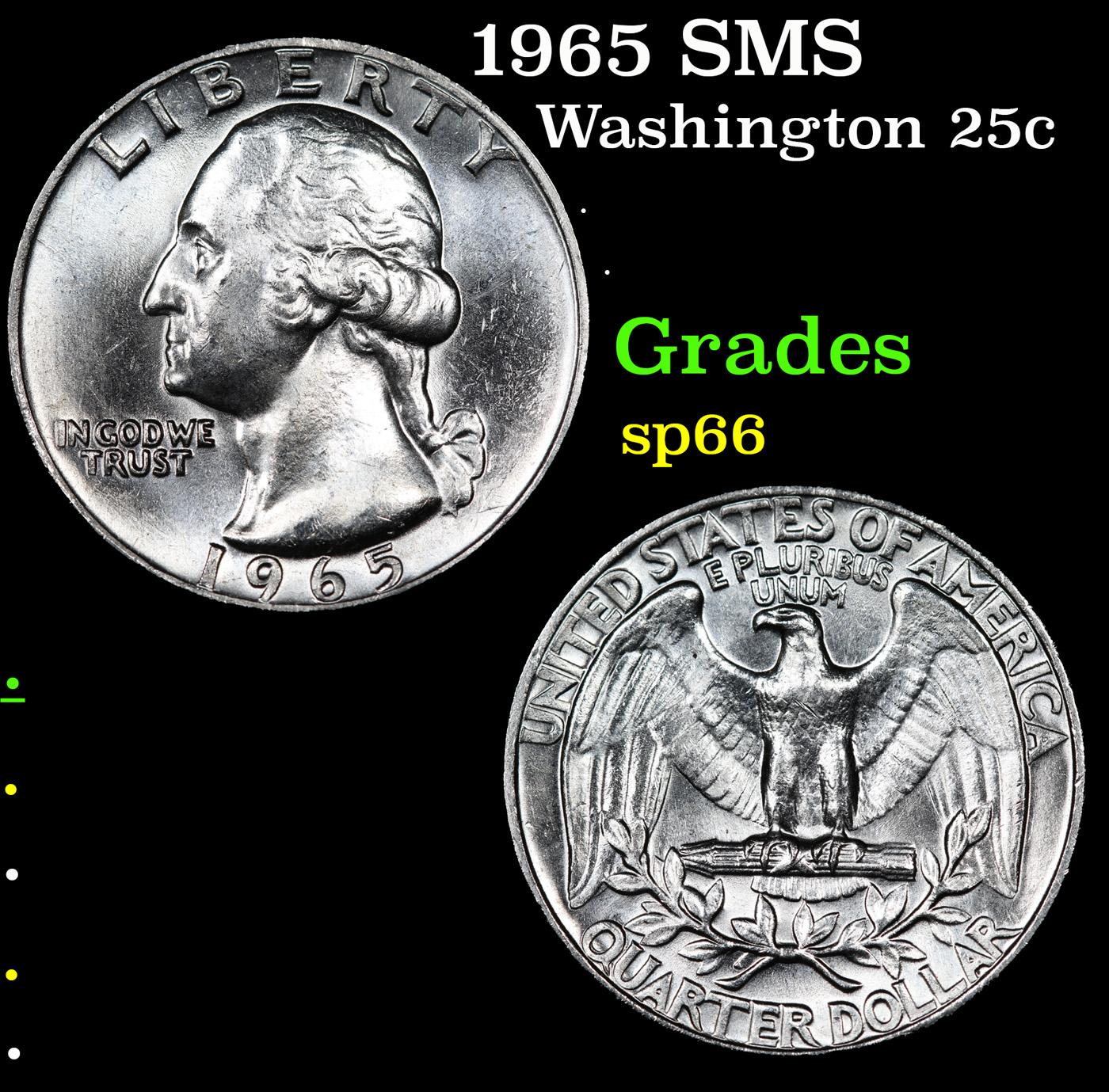 1965 SMS Washington Quarter 25c Grades sp66