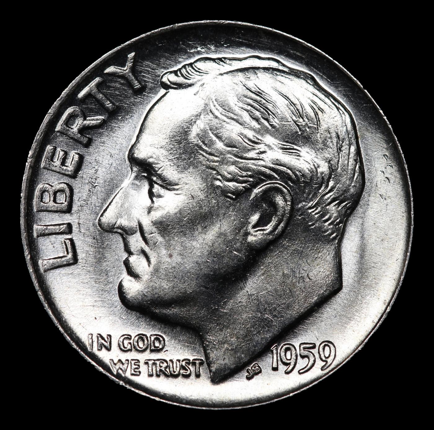 1959-p Roosevelt Dime Near Top Pop! 10c Graded ms67+ BY SEGS